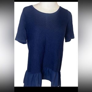 Loft Blue Peplum Top Shirt M